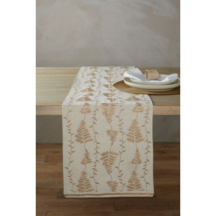 Winter fern runner natural with gold